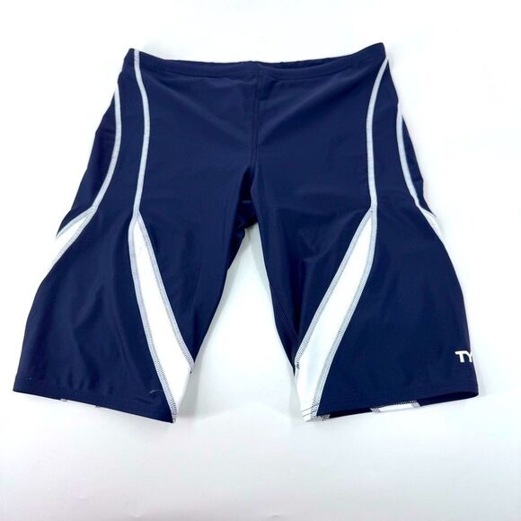 TYR Men's Swim Jammers- Navy and White - Picture 1 of 7